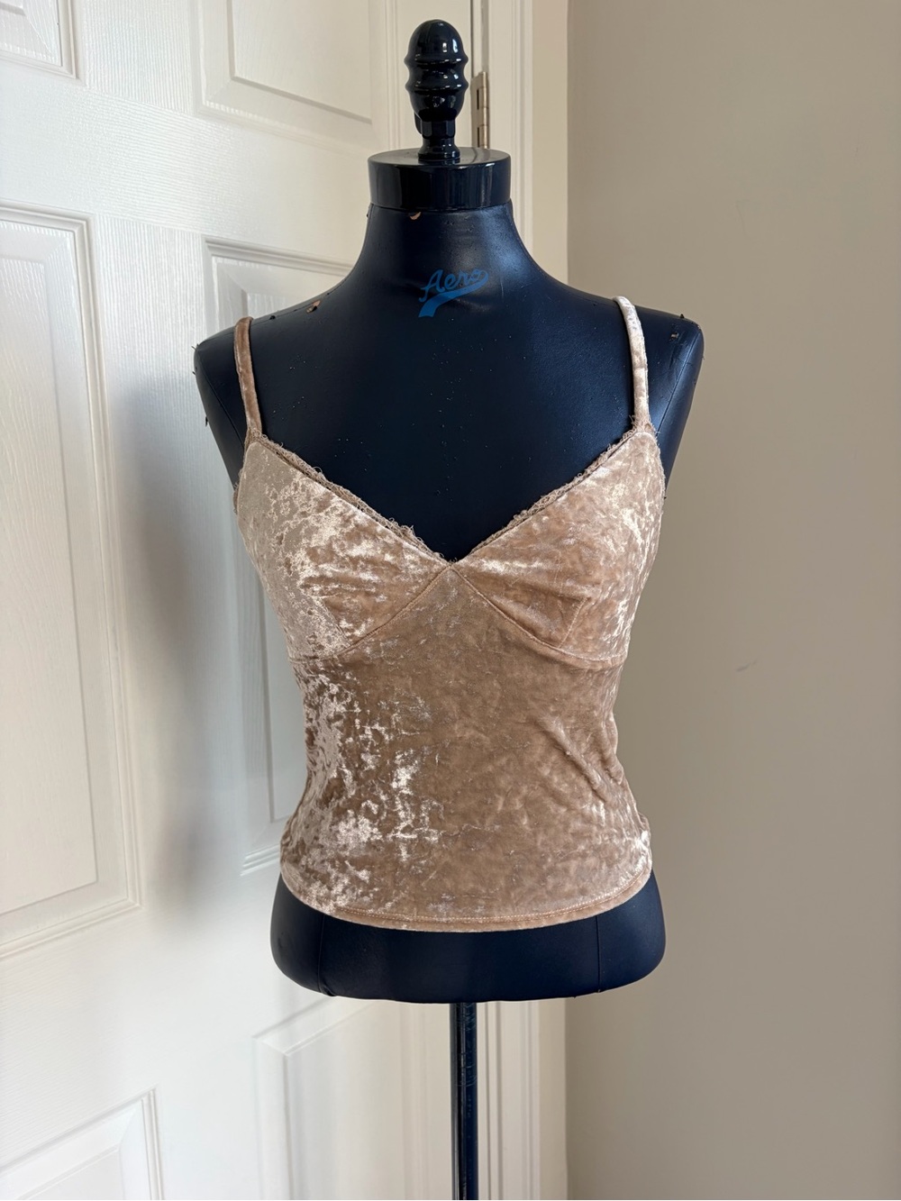 Forever 21 Crushed Velvet Spaghetti Strap Cami in Taupe